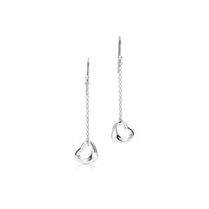 Tiffany Brand Elsa Peretti Open Heart Sterling Silver Drop Earrings